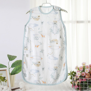Baby Gauze Sleeping Bag Spring and Summer Thin Baby Vest Style Anti-Kick Quilt Newborn Kidsren Summer Belly Protection Artifact