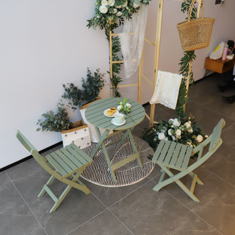 防腐木茶几阳台休闲桌椅可折叠茶几庭院户外桌子椅子靠背椅茶几