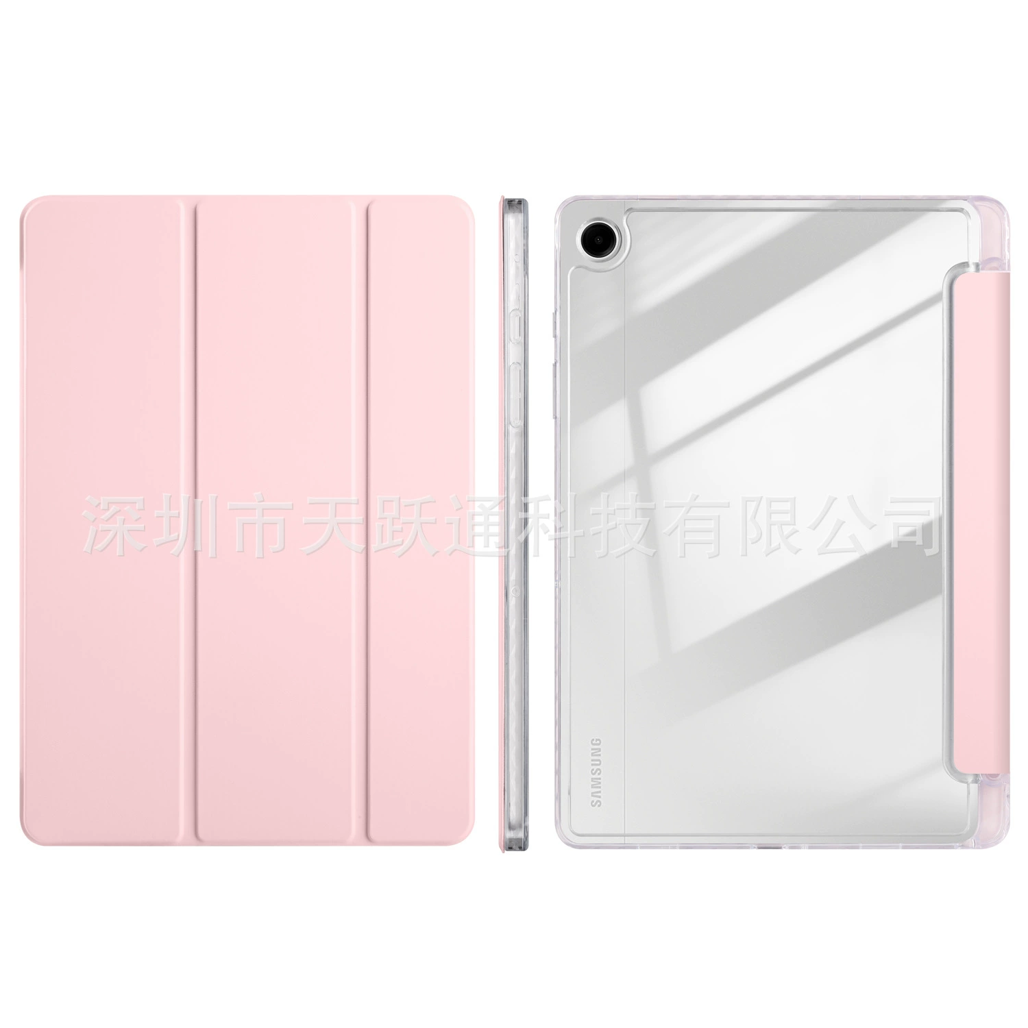 Подходящий защитный чехол из акриловой тройной складной для Samsung Galaxy Tab A9 Plus S10+ с высокой проницаемостью и отделением для ручки