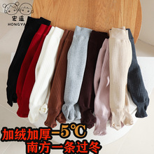 冬款新款加绒加厚男女宝宝时尚条纹连脚裤超厚超柔中小童打底裤