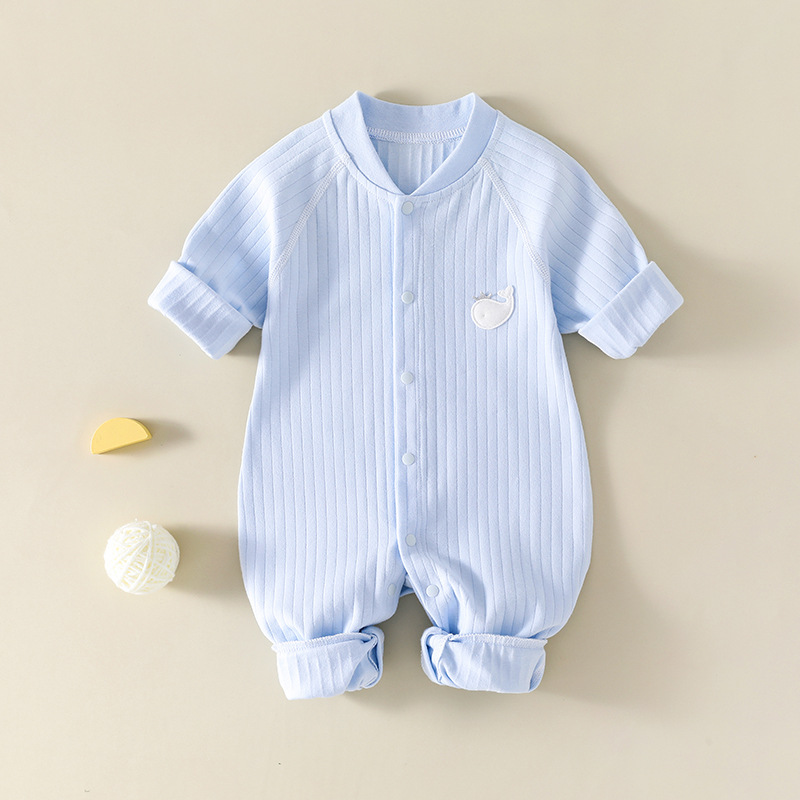 Otoño recién nacido de algodón puro sin hueso mameluco del bebé del mono Cuatro Estaciones hebilla mameluco del bebé recién nacido mameluco