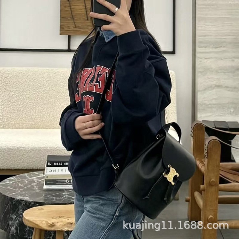 海外服装批发CE女装25新款红色植绒字母锁链印花圆领卫衣女(原标)|undefined