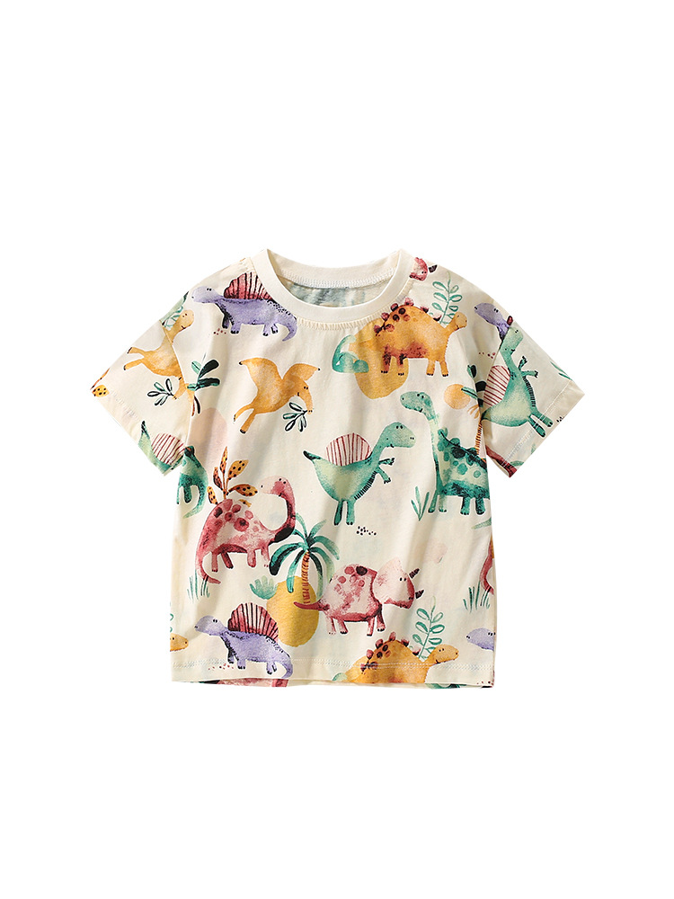 Malwee niños de manga corta verano nuevo estilo europeo y americano camiseta de cuello redondo impresa de aire extranjero camiseta casual chaqueta superior