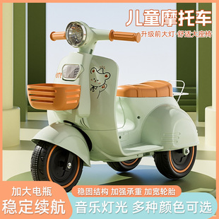 Retro Children's Motorcycle Foreign Trade Dropshipping Rideable Remote Control Music Toy Car Mulan Car Children's Electric Tricycle
