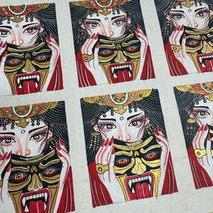 Hot Gold Xizang Nepal Hand-Painted Thangka Past and Present 4*5 Card Core