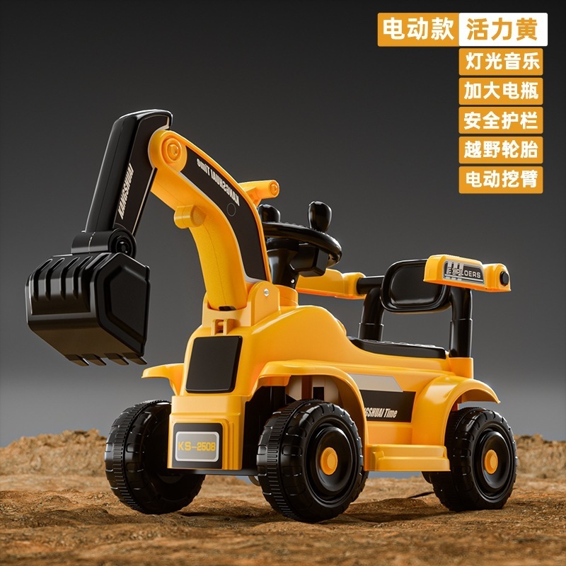Excavadora eléctrica para niños, coche de juguete de control remoto para niños, gran tamaño para montar excavadora para bebés, coche de ingeniería para sentarse