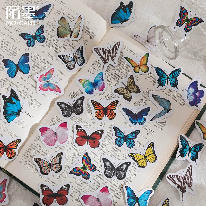 Мо в штучной упаковке наклейки Бабочка эффект Ретро Журнал Дневник DIY альбом Декоративные наклейки для запечатывания 46 шт.