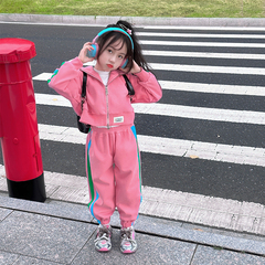 66公主女童套裝2024新款洋氣兒童春裝運動服時髦衣服兩件套春秋季