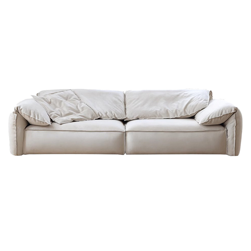 Sofá de orejas de elefante estilo crema retro estilo de diseño de villa sofá de tela esmaltada simple sofá recto