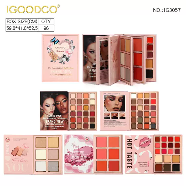 Foreign Trade Cross-Border Hot-Selling 78-Color Book-Style Five-Page Eyeshadow Palette with Matte and Pearlescent Finishes, Blush, Highlighter, and Lipstick All-In-One Makeup Set