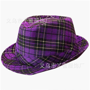 In-Stock Irish Carnival Purple Plaid Jazz Hat St. Patrick's Day Purple Plaid Beret