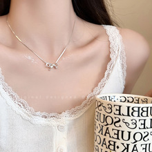 韩版蝴蝶结项链女2024新款爆款极简锁骨链时尚高级感百搭颈链配饰