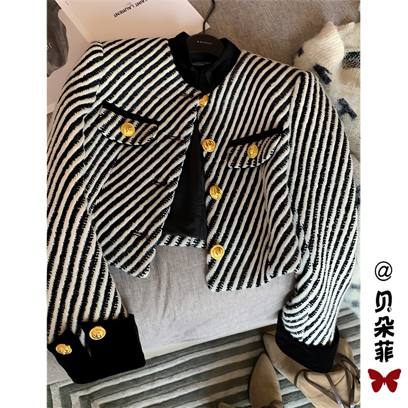 Houndstooth Small Chanel Style Wool Coat Women's Cold Style High-end Short Spring 2024 New Style Small Top