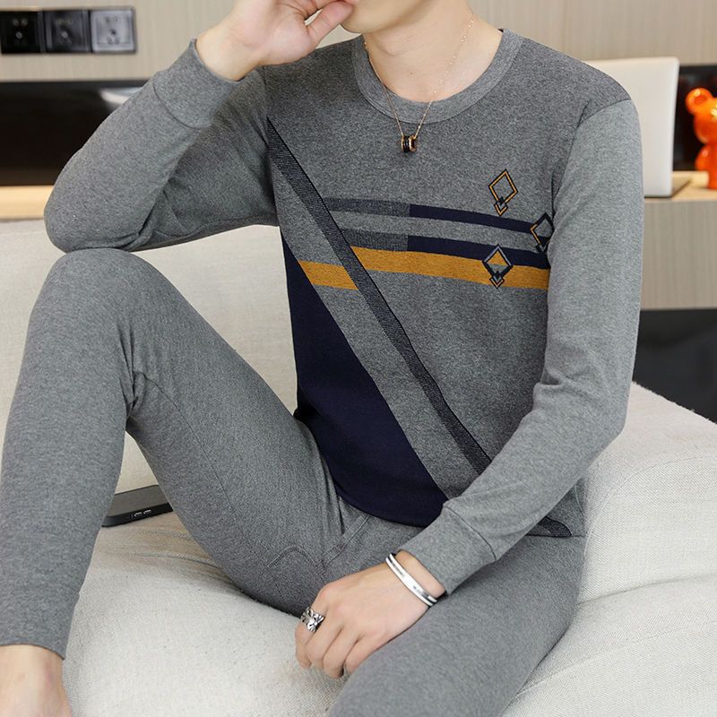 Cross-border men's thermal underwear set, cotton, spring and autumn thermal underwear set, suitable for young and middle-aged and elderly people.