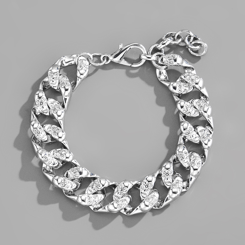 Hip Hop Einfarbig Legierung Inlay Strasssteine Männer Armbänder Halskette 1 Stück display picture 1