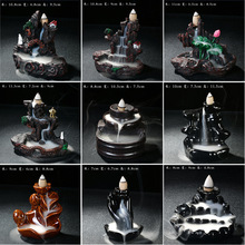 高山流水倒流香炉陶瓷熏香炉观烟家居饰品创意香道摆件树脂工艺品