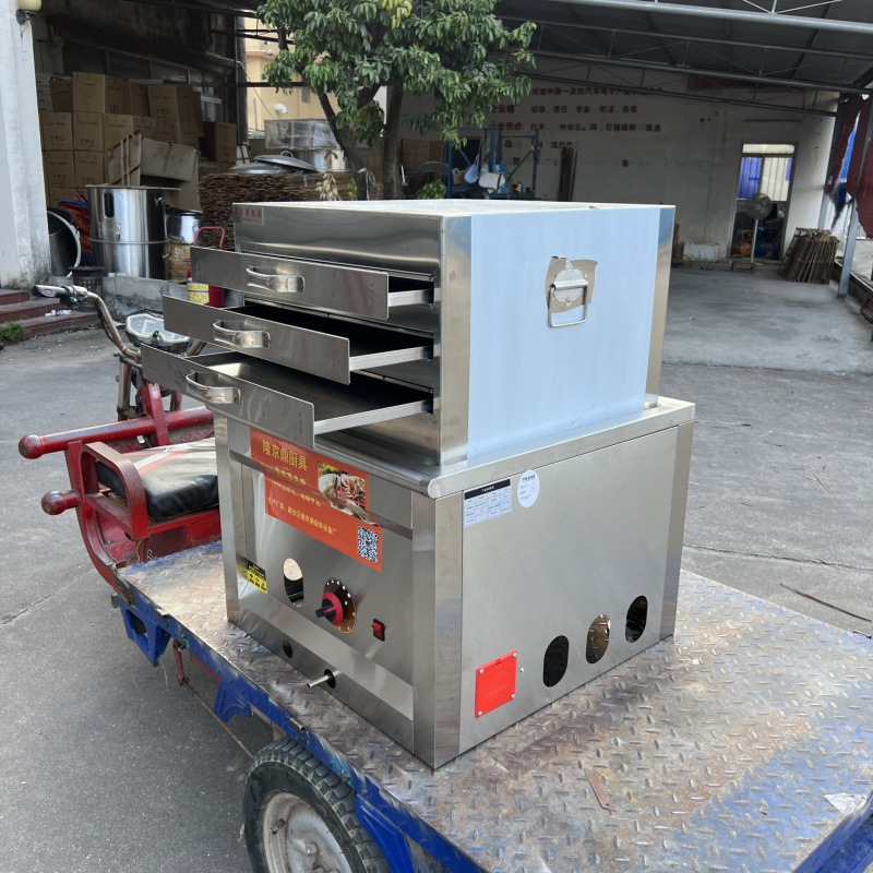 Longjingding modelo de coche de tres ruedas máquina de salchichas de gas vapor comercial multifuncional horno de salchichas de vapor de desayuno cabina completa image 13