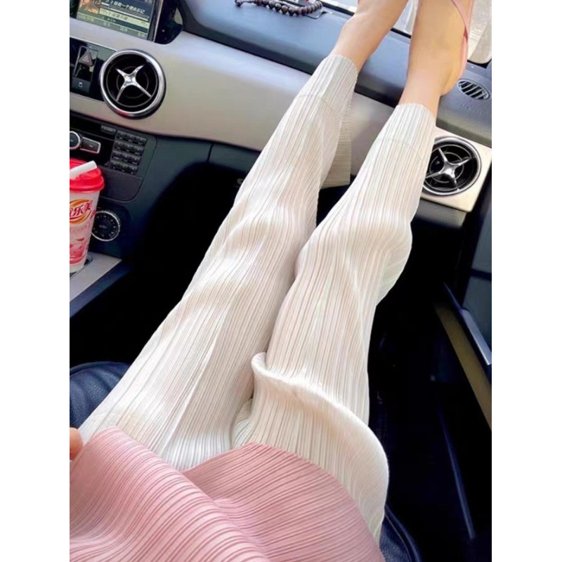 三宅流プリーツパンツ レディース 9点 夏 薄手 ゆったりパンツ ストレート プリーツ ワイドパンツ ハイウエスト ドレープ カジュアルパンツ|undefined