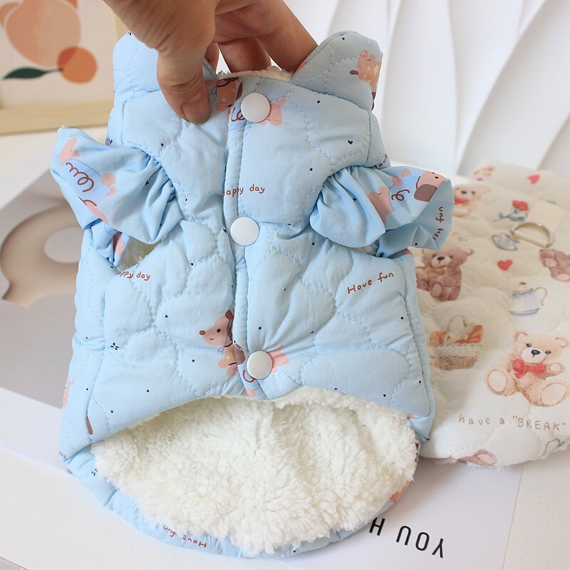 Flared sleeve, fleece-lined, thickened, warm pet cotton coat for dogs and cats, autumn and winter vest for Teddy, Bichon, and small dogs Flared sleeve, fleece-lined, thickened, warm pet cotton coat for dogs and cats, autumn and winter vest for Teddy, Bichon, and small dogs