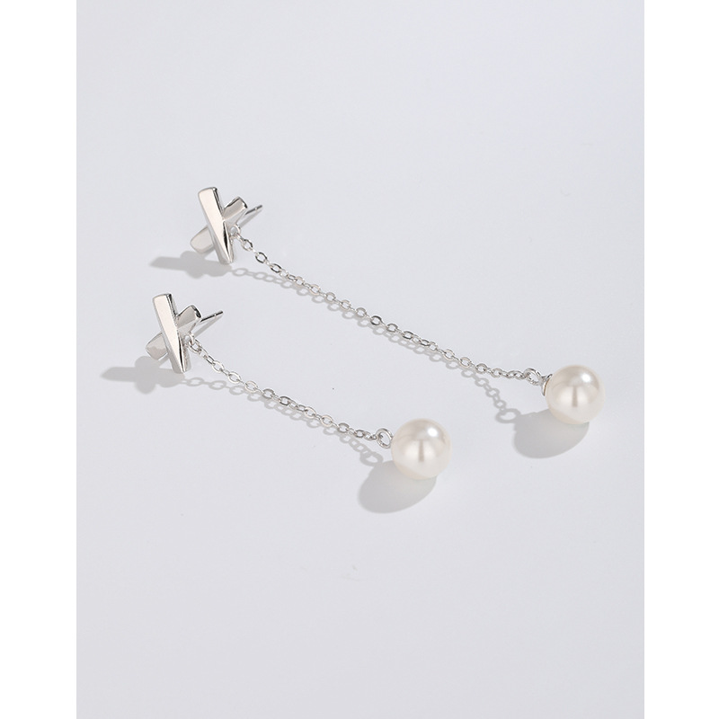 Pendientes de perlas de borla de plata esterlina 925 pendientes 2023 nuevo Super temperamento de hadas pendientes asimétricos de alta calidad para las mujeres