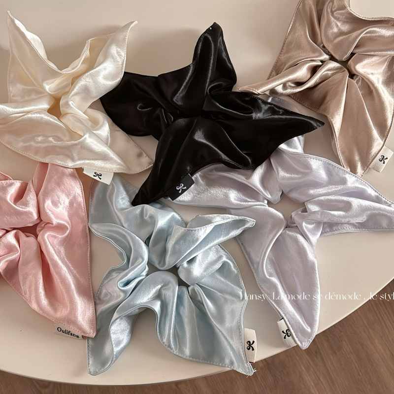Cream Glossy Satin High-grade Square Large Bowel Niche Elegant Hair Ring Low Ponytail Hair Accessories New