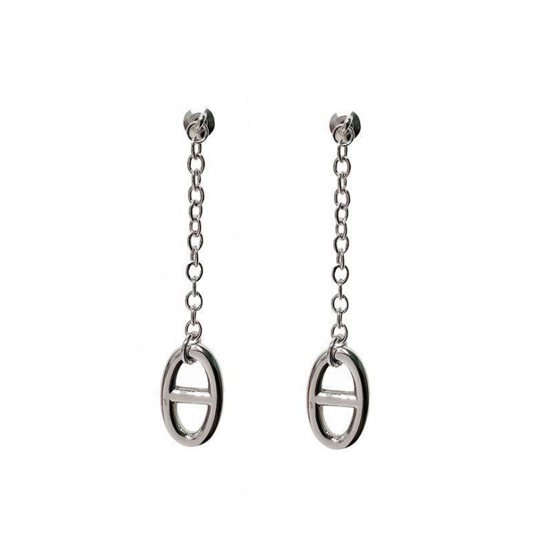 Exquisite and beautiful French luxury brand fashion classic versatile item H pig nose smooth surface stud earrings hollow earrings