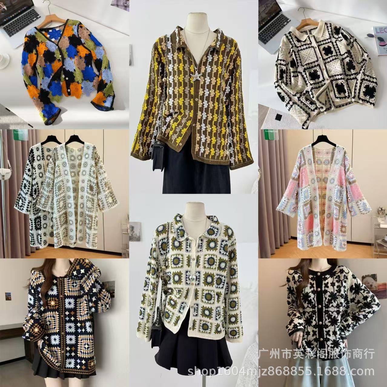 早秋韩系独特减龄复古重工镂空钩花针织开衫女宽松显瘦休闲上衣潮