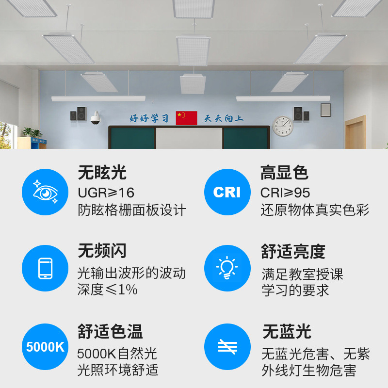 Lámpara LED para aulas, antideslumbrante, para pizarras, con soporte, protección ocular para estudiantes, iluminación para oficinas, escuelas, instituciones de formación, uso comercial