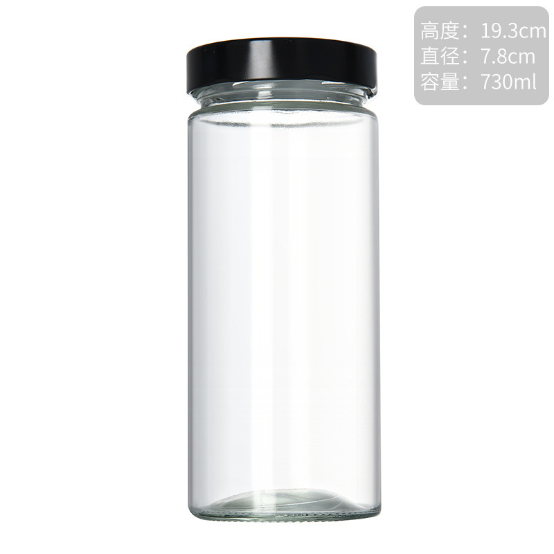 卸売高蓋家庭用ピクルスボトル高温耐性真空食品グレードガラス厚底ラウンド密封保管ガラスボトル|undefined