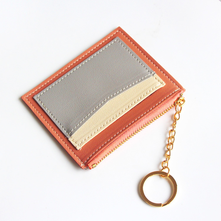 Fashion Color Block Soft Surface Square Zipper Card Holder display picture 4