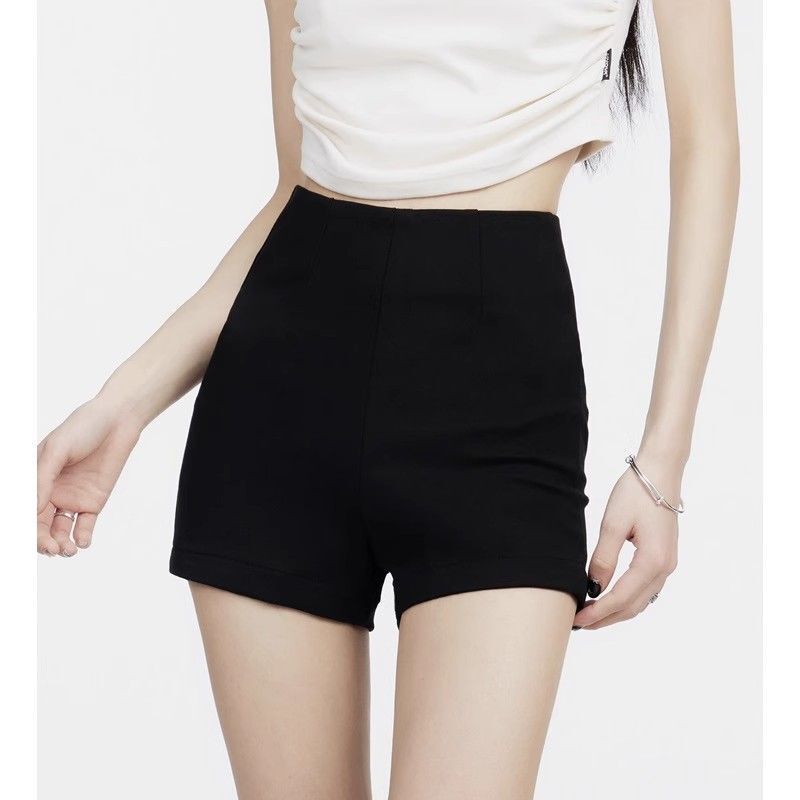 [Original Fabric] Black Shorts Women's Suit Stretch Summer All-match Slimming High Waist Outer Wear Tight Hip Wrapper