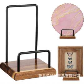 木制乙烯基唱片架铁木结合画架展示架书籍装饰板实木照片收纳架