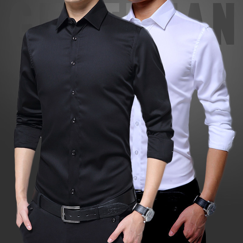 New Autumn Men's Long Sleeve Shirt Dress Professional Wholesale Shirt Long Sleeve Men's White Slim Fit Men's Shirt