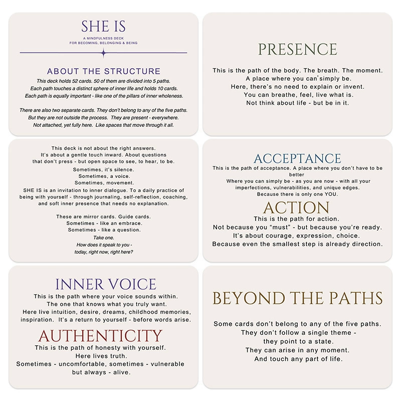 Cross-border new SHE IS Mindful Healing Board Game Card Deck 52 cards mindfulness meditation cards factory in stock