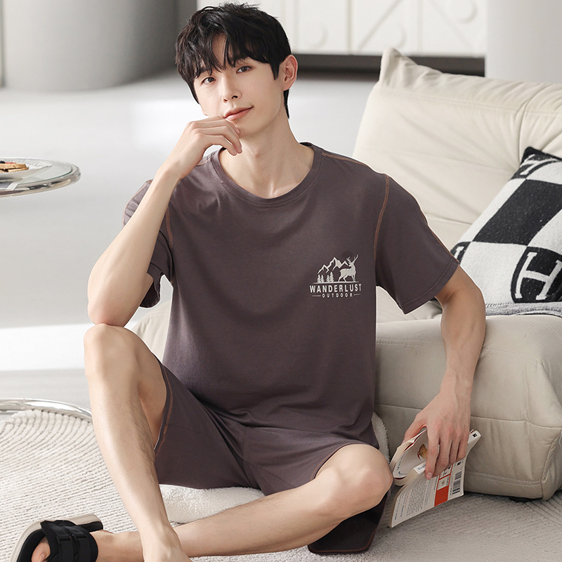 [Thin Cool feeling] verano hombres más tamaño homewear manga corta pantalones cortos pijamas traje modal de los hombres se puede usar fuera