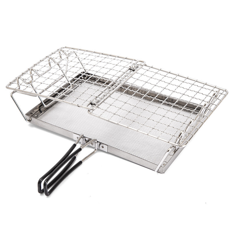 Al aire libre de acero inoxidable parrilla de tostadas red plegable parrilla BBQ parrilla de pescado a la parrilla portátil