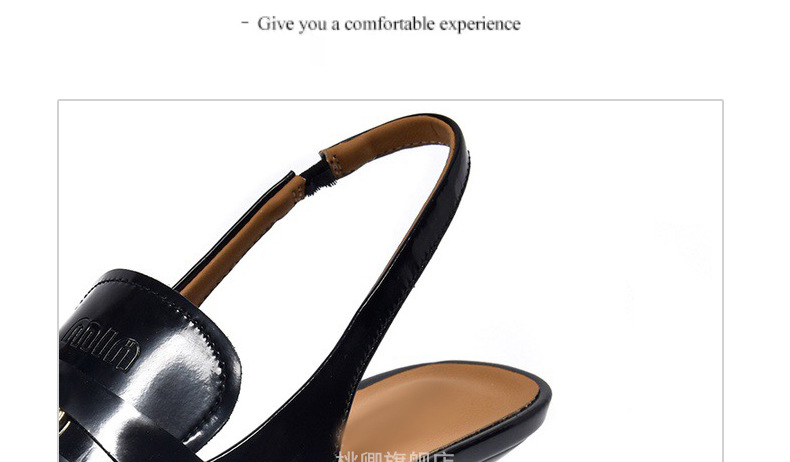 Giày sandal hở lưng nữ mũi nhọn gót thấp da mềm — Màu đen chi tiết 17