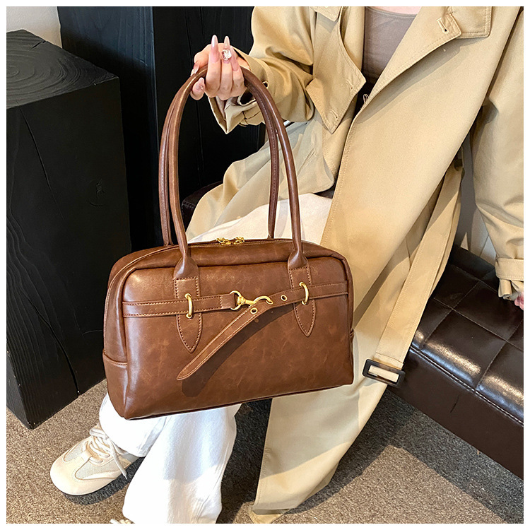 Retro Large Capacity Underarm Bag For Women 2024 New Winter Shoulder Bag Handbag Commuter Boston Pillow Bag - Thumbnail 6