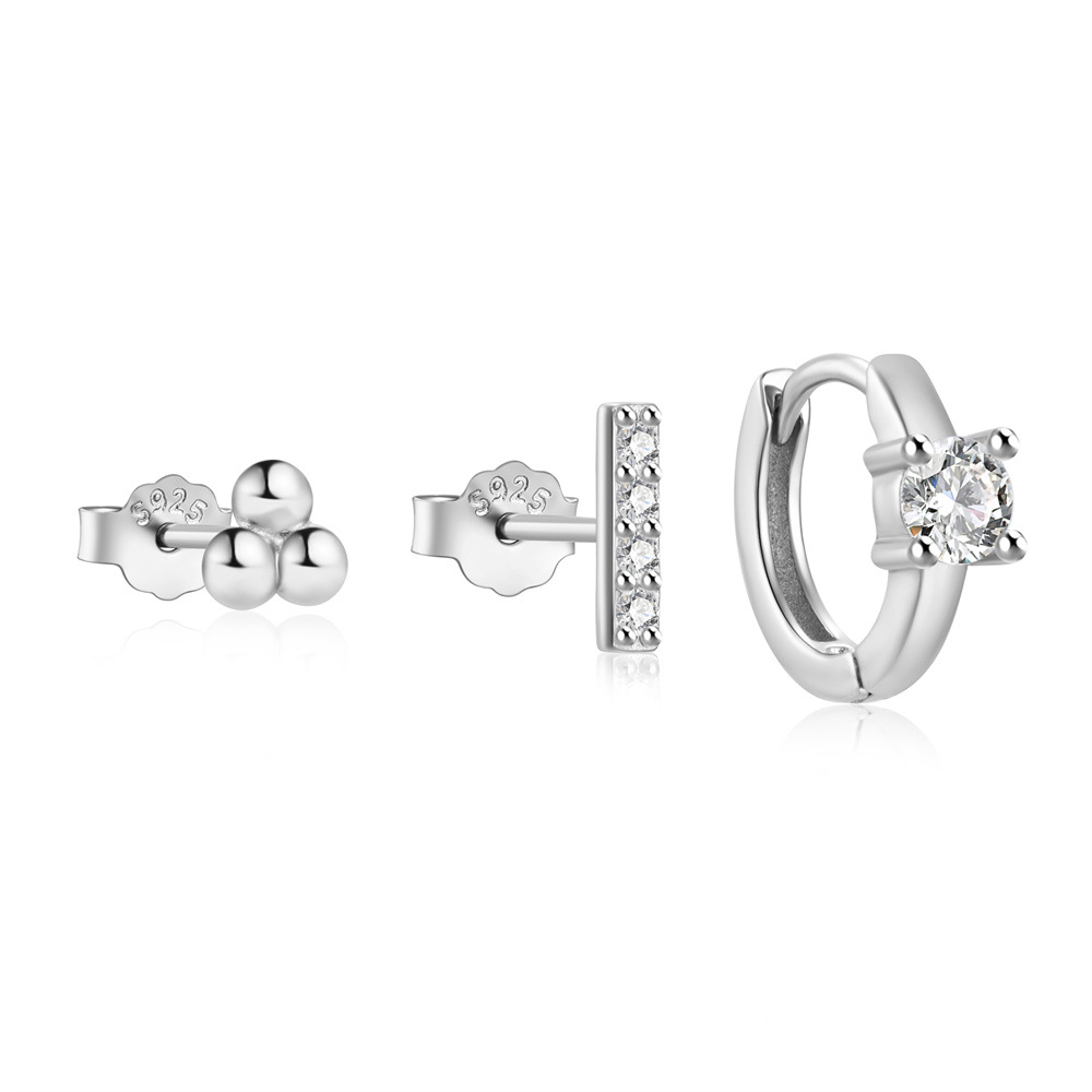 3g Weight Hoop Earrings, Ear Studs Classification 1 Set Quantity Daily Occasion 925 Sterling Silver Material Star, Butterfly Pattern Women's Gender Plating Design Simple Style Style 1 Set 925 Sterling Silver Star Butterfly Hoop Earrings Ear Studs 85