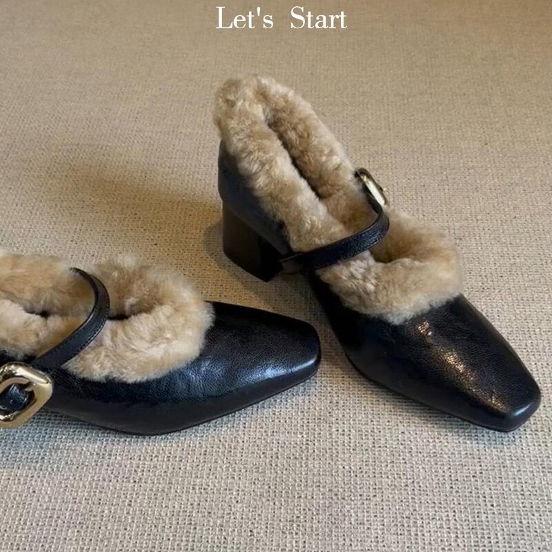 2025 Autumn/Winter New Women's Single Shoes with Hidden Heel, Genuine Leather Loafers, High Heels, Fleece-Lined Leather Shoes, Women's Fur Shoes 2025 Autumn/Winter New Women's Single Shoes with Hidden Heel, Genuine Leather Loafers, High Heels, Fleece-Lined Leather Shoes, Women's Fur Shoes