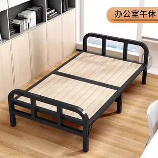 Bed Single Bed Double Bed Household Lunch Break Hard Board Bed Simple Stitching Bed Iron Steel Wooden Bed Adult 1.2 Fold