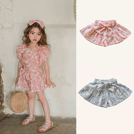 女童短裤夏装2025韩版童装儿童女孩洋气蝴蝶结印花草莓珊休闲短裤