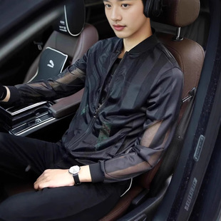 Sun Protection Clothing Men's Coat Summer Sun Protection Clothing Ultra-thin Breathable Hollow Out Men's Handsome Top Outer Wearing New Mesh