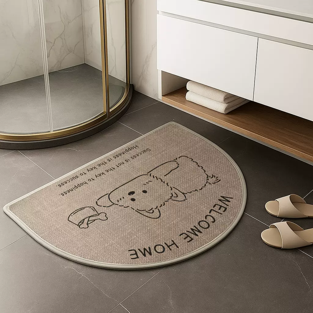 惠途编织橡胶地垫半圆浴室垫房间书房脚垫吸水耐脏防滑客厅萌趣