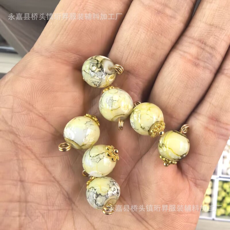 High-End New Chinese Style Women's Cheongsam Tang Decoration Buckle Jade Colorful Bead Buckle Button Chinese Style Button