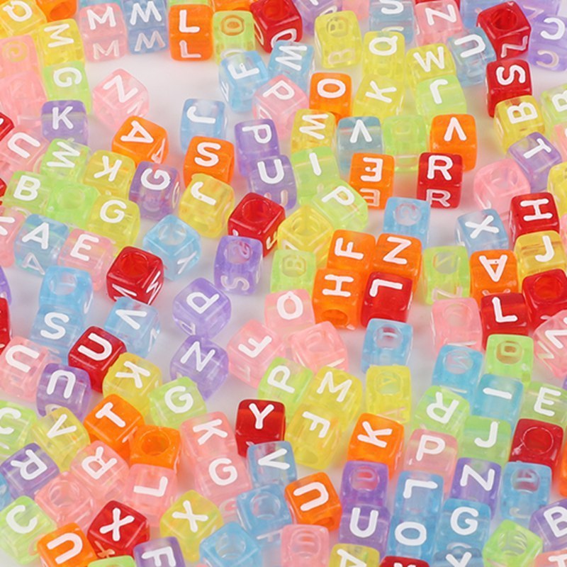 アクリル数字英字ビーズ手作りDIYセット子供ビーズアクセサリーアクセサリー散珠四角いビーズ|undefined