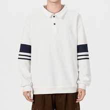 春秋季新款潮流插色拼接宽松翻领上衣青年高品质休闲百搭Polo衫男