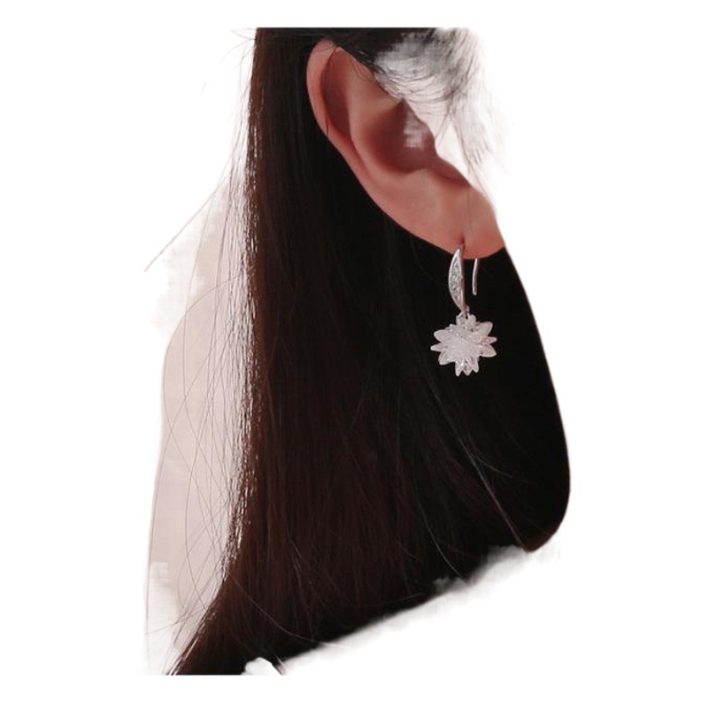 925 pendientes de plata esterlina elegante Flor de hielo pendientes de diamantes pendientes de moda coreana joyería de plata del todo fósforo de las mujeres
