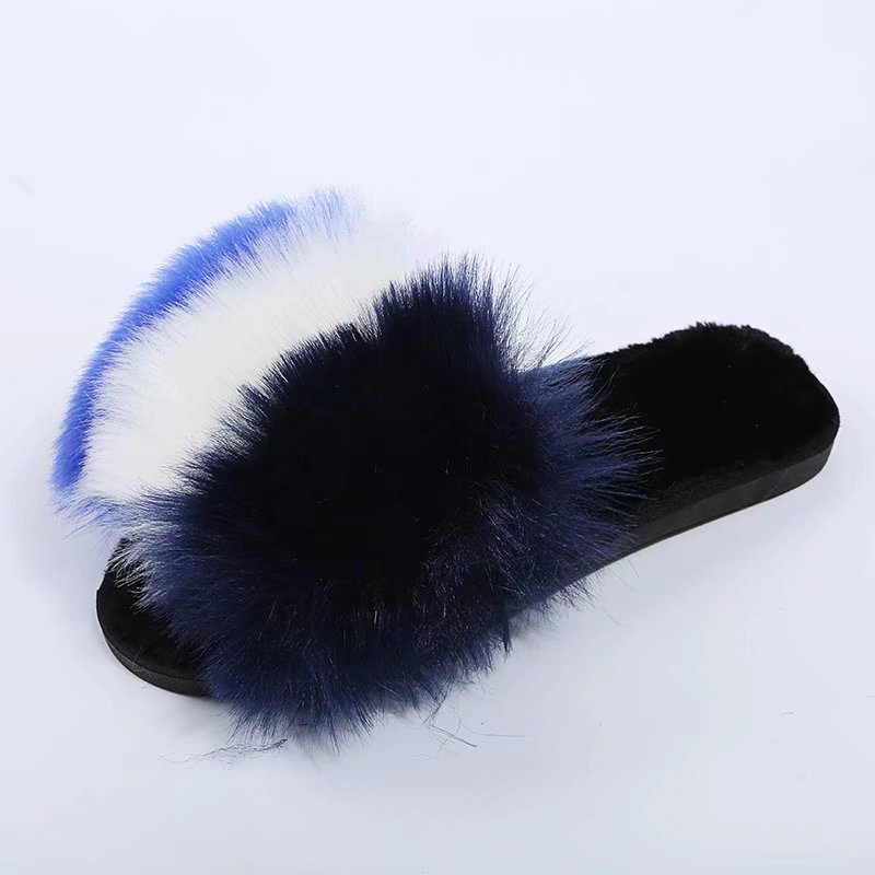 Exaggerated fashion cross-border new imitation Fox raccoon raccoon raccoon slippers cotton slippers fur fur slippers flat flip flops