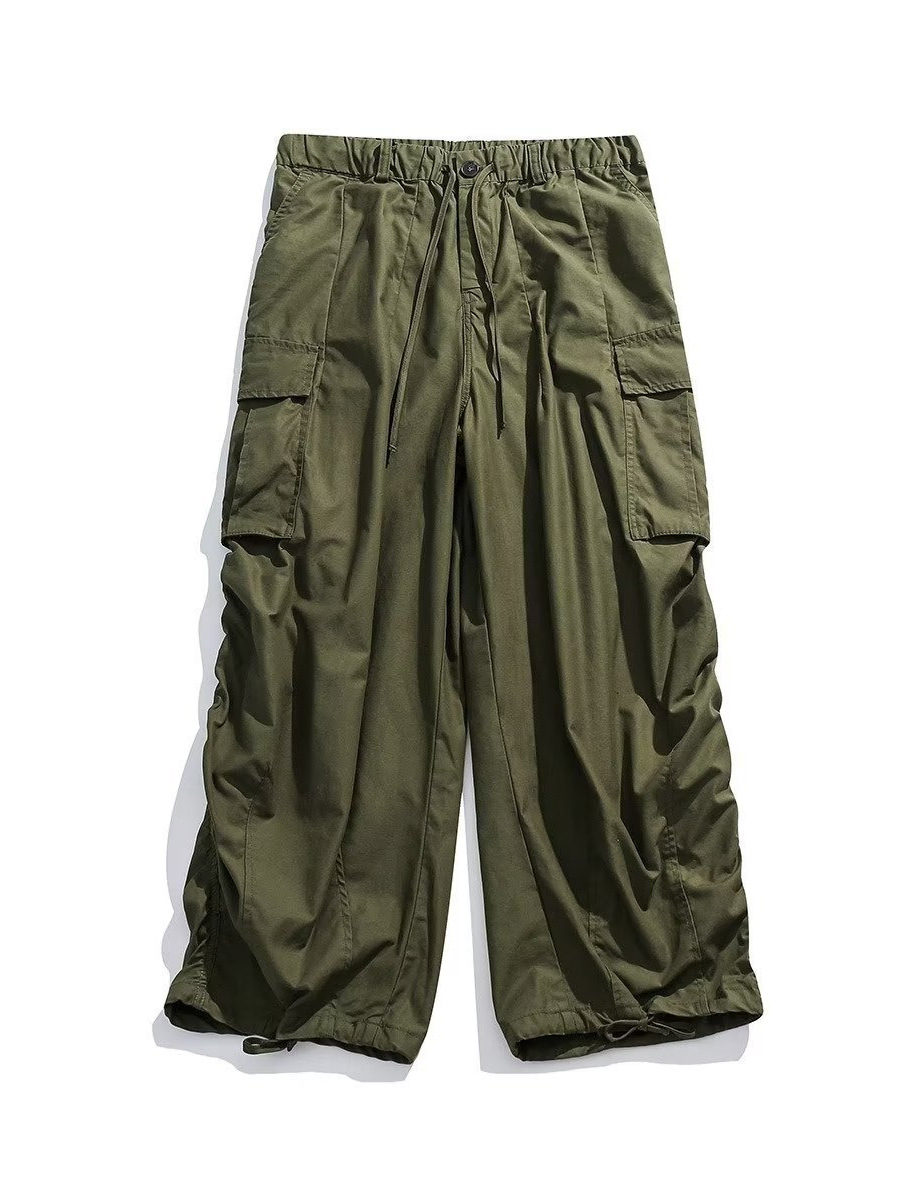 Estilo japonés americano al aire libre deportes delgados monopatín de pierna ancha los hombres y las mujeres con cordón ajustable suelta pantalones fregona